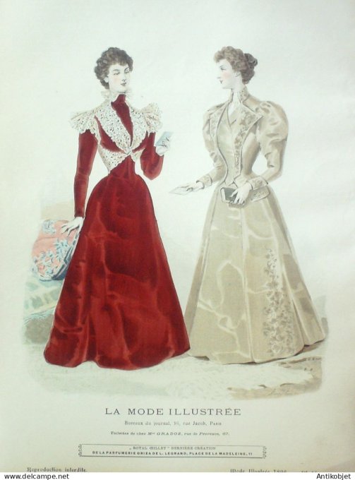 Gravure Mode illustree 1896 # 45 (Old Fashion plate) RARE