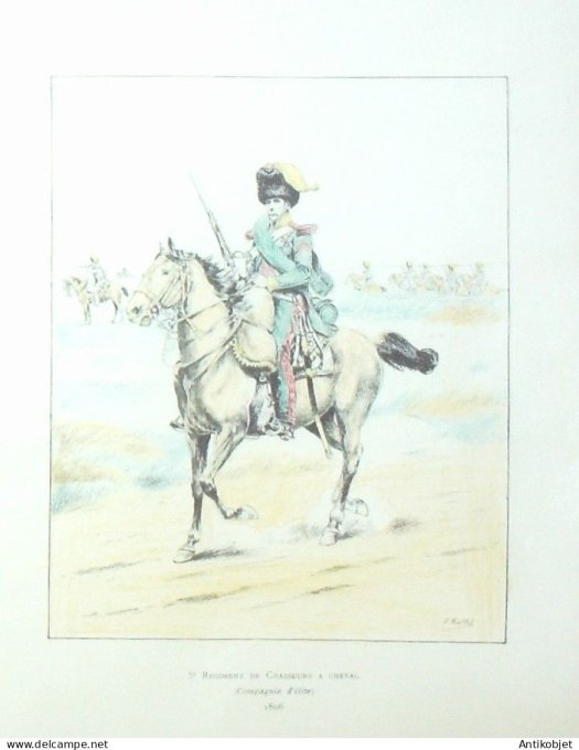 Chasseurs à cheval 5ème Régiment en 1806 signé J.Rouffet