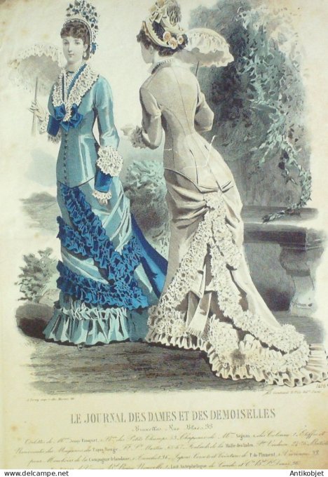 Gravure Mode J.Dames & Demoiselles 1871 # 1416 (Old Fashion plate)