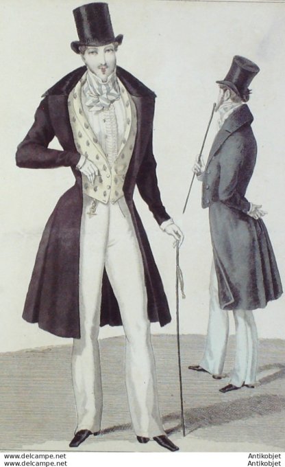 Costume Parisien 1830 # 2799 Redingote de casimir homme à collet