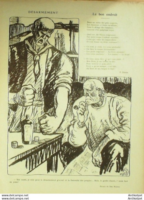 Le Rire 1922-03-11 # 162 Journal humoristique Ed.Originale Russie desarmement