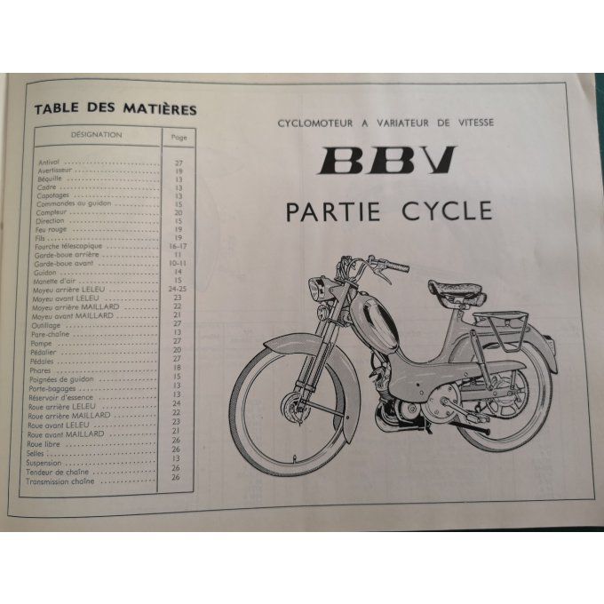 Catalogue PEUGEOT BBV BBVT 1963 (pièces détachées)