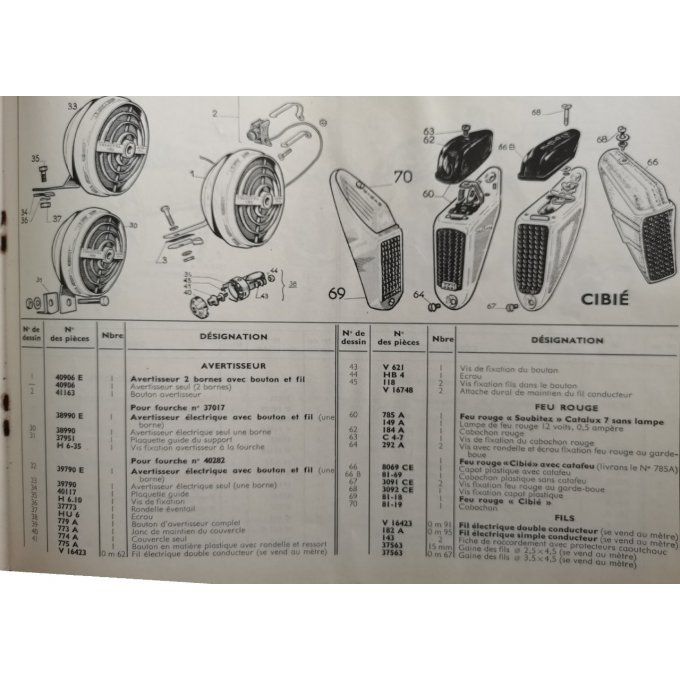 Catalogue PEUGEOT BBV BBVT 1963 (pièces détachées)