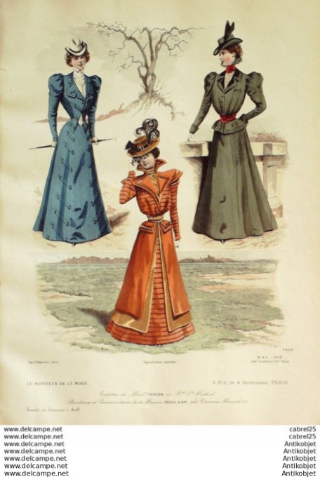 Gravure Mode Le Moniteur 1897 # 43 (Old Fashion plate)