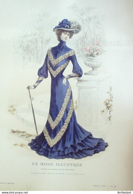 Gravure Mode illustree 1901 # 40 (Old Fashion plate) RARE