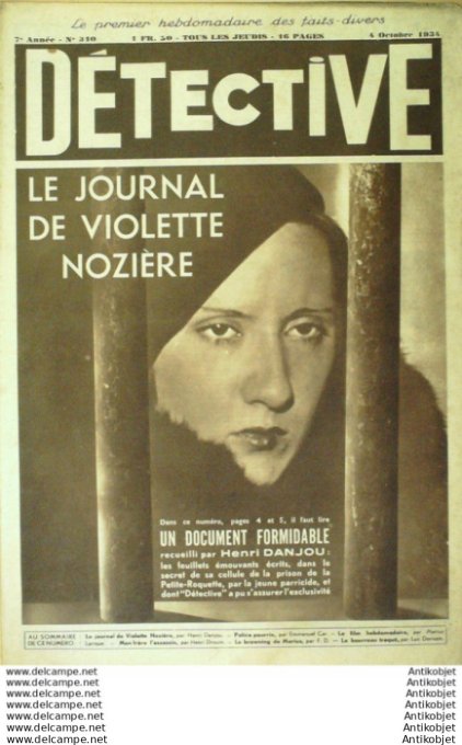 Détective 1934 n°310 dpt 75-76 Barcelone Violette Nozière La Roquette