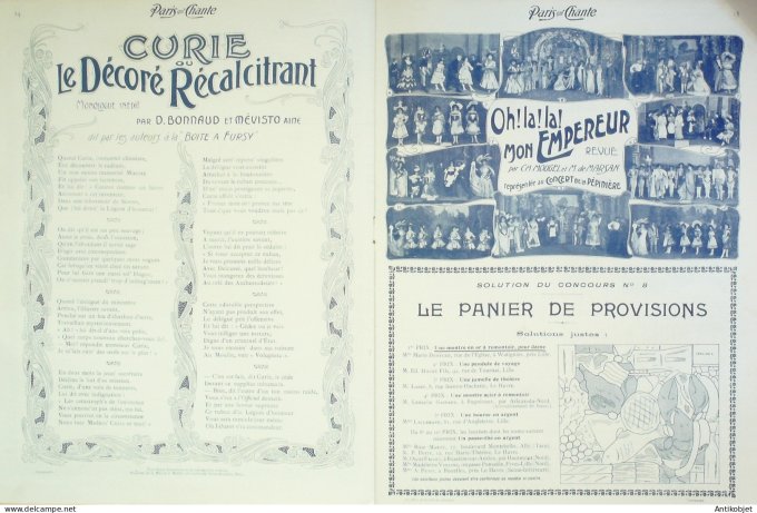 Paris qui chante 1904 n° 57 Lanthenay Stritt Stelly Trimouillat Delphin