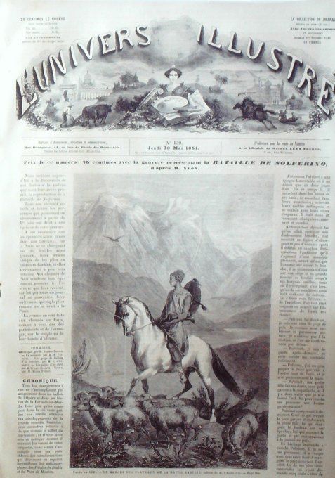 L'Univers illustré 1861 # 159 Kabylie berger des plateaux Balbek ruines  charretier Normand