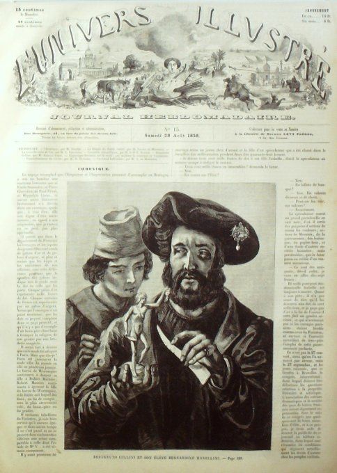 L'Univers illustré 1858 #  15 Benvenuto Cellini Usa Sa Francisco Fraze'rs river Rubens