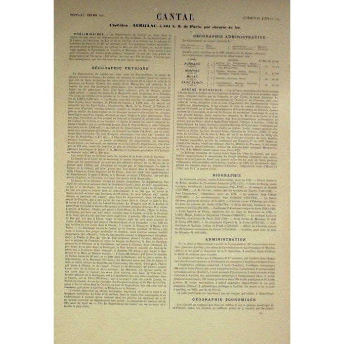 Carte CANTAL (15) AURILLAC Graveur LECOQ WALTNER BARBIER 1868