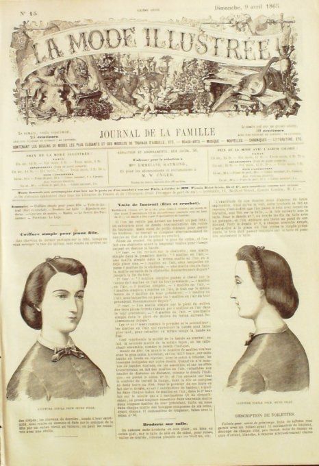 Journal Mode illustrée 1865 # 15 Broderie sur tulle