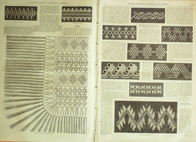 Journal Mode illustrée 1865 # 15 Broderie sur tulle