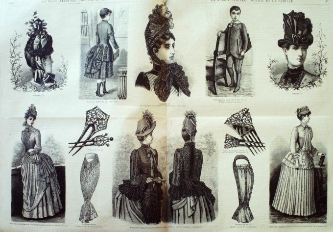 Journal Mode illustrée 1887 # 15 Robes fillette en sanglier