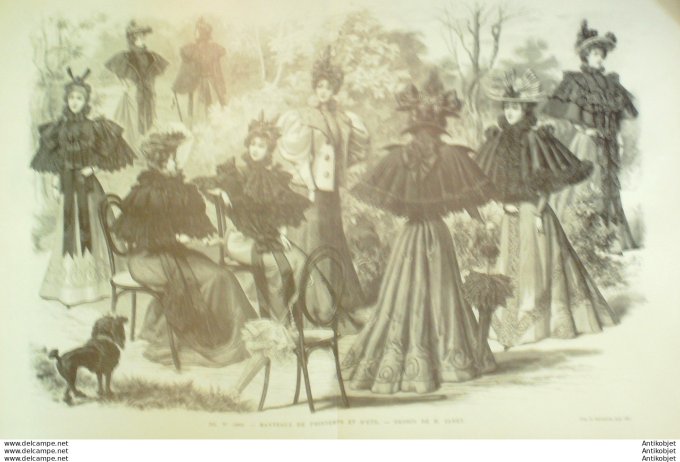 Gravure de mode Revue de la mode Gazette NB (Manteaux de printemps)