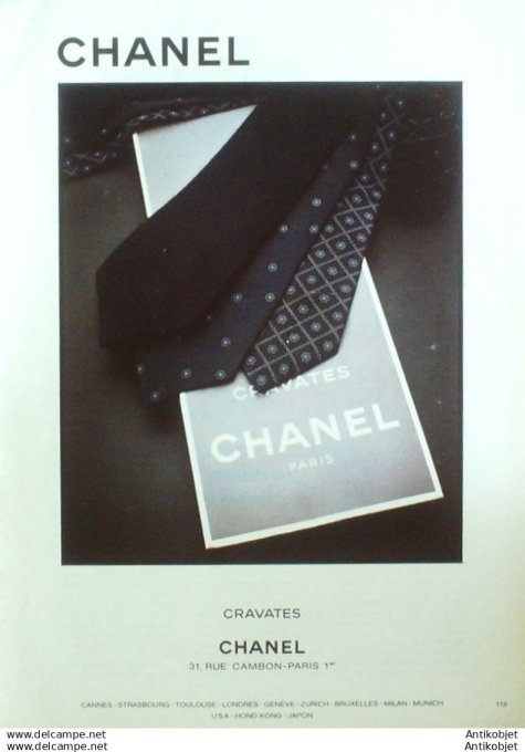 Publicite Cosmetique Chanel Cravates 1994