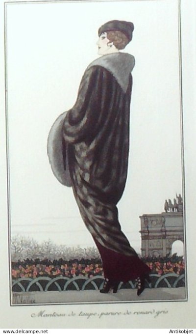 Gravure de mode Costume Parisien 1914 pl.134 VALLEE Armand Manteau