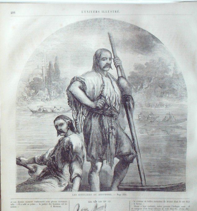 L'Univers illustré 1861 # 160 Charlotte Corda Autriche Schleinitz Bosphore bateliers