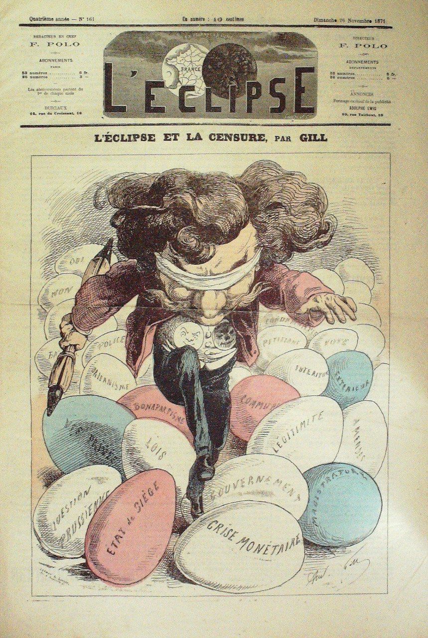 L'Eclipse 1871 n°161 L'Eclipse et la CENSURE André GILL
