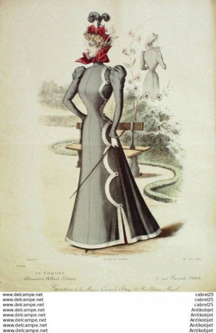 Gravure Mode Le Coquet 1898 # 10 (Old Fashion plate)