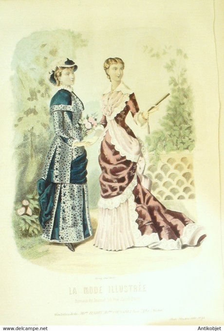 Gravure de mode La Mode illustrée 1880 n°40 (Maison Coussinet-Fladry)