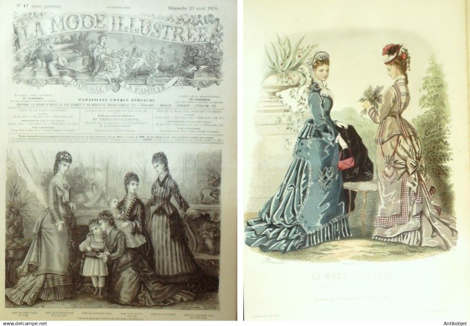 La Mode illustrée journal + gravure associée 1876 # 17