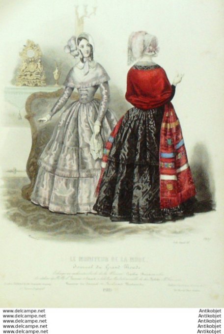 Gravure Mode Le Moniteur 1849 # 35 (Old Fashion plate)