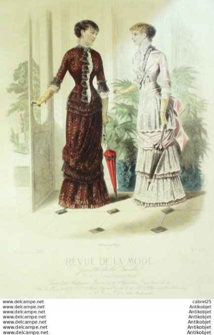 Gravure Mode La Gazette 1881 # 496 (Old Fashion plate)