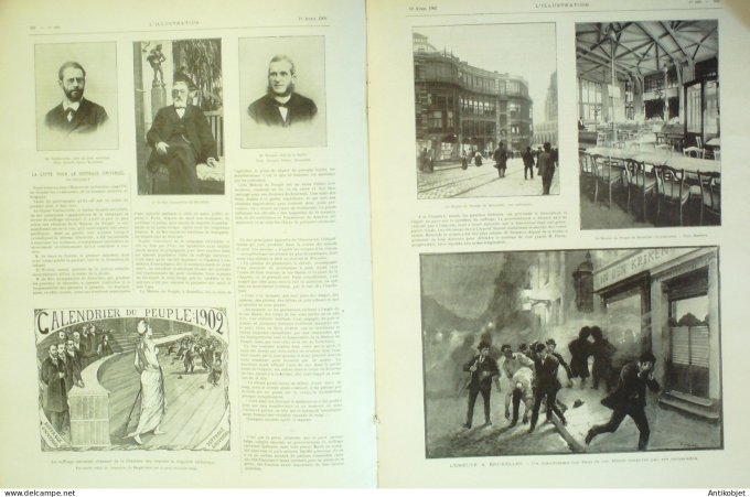 L'illustration 1902 n°3086 Chine Tonkin Haïphong annamites Bruxelles émeutes Jules Dalou