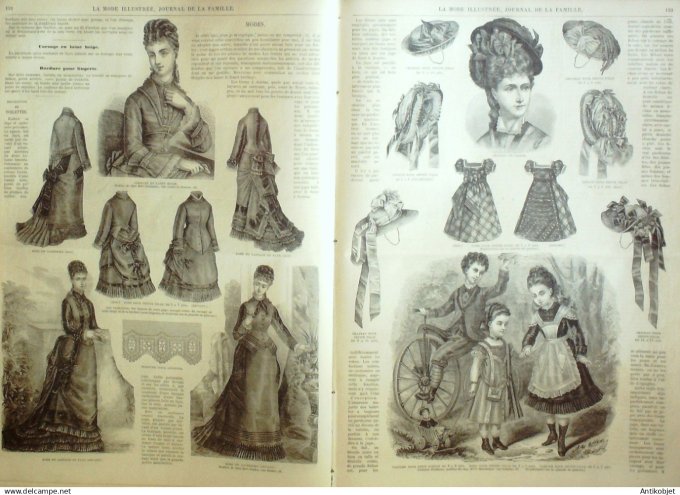 La Mode illustrée journal + gravure associée 1876 # 17