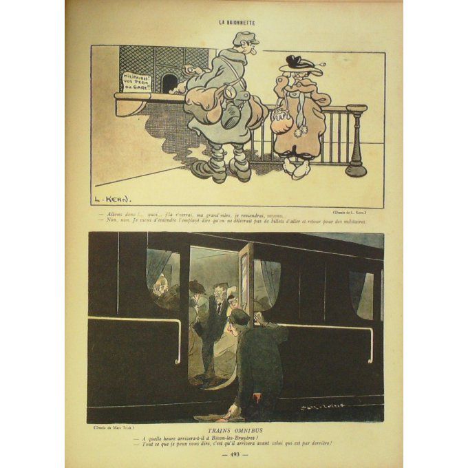 La Baïonnette 1918 n°161 (Trains de guerre) VILLA HARLEY HASS FALKE FOURNIER QUINT