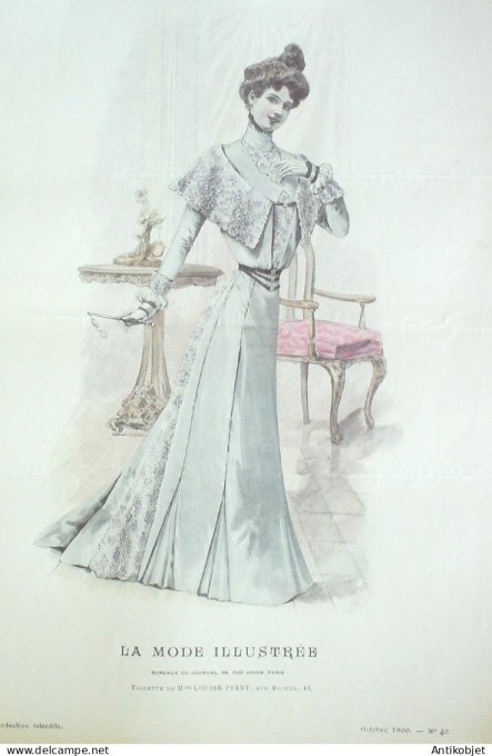 Gravure Mode illustree 1900 # 40 (Old Fashion plate) RARE