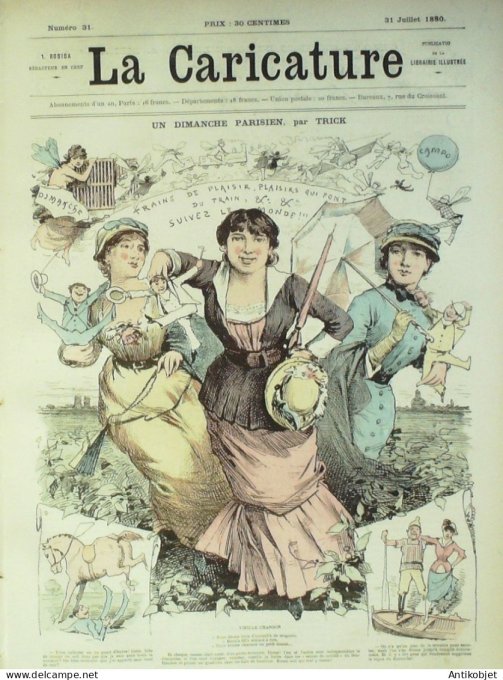 La Caricature 1880 #  31 Dimanche parisien Trick Robida Quidam