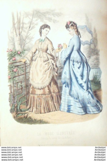Gravure Mode illustree 1871 # 28 (Old Fashion plate)