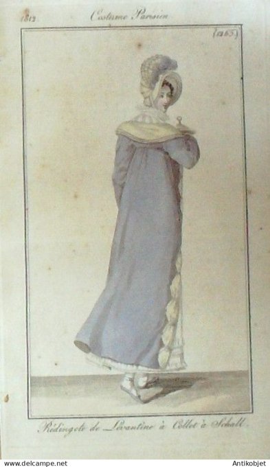 Costume Parisien 1812 # 1265 Redingote Lévantine à collet