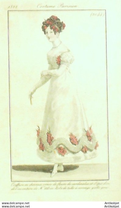 Costume Parisien 1822 # 2044 Robe de tulle à corsage gallo grec