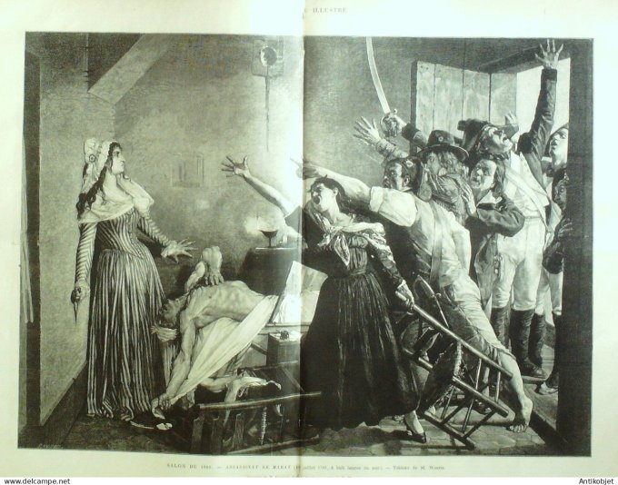 Le Monde illustré 1880 n°1232 Marseille (13) Assassinat Marat  Charlotte Corday