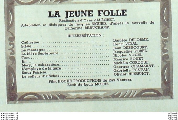 La jeune folle Danièle Delorme Henri Vidal nicolas Vogel