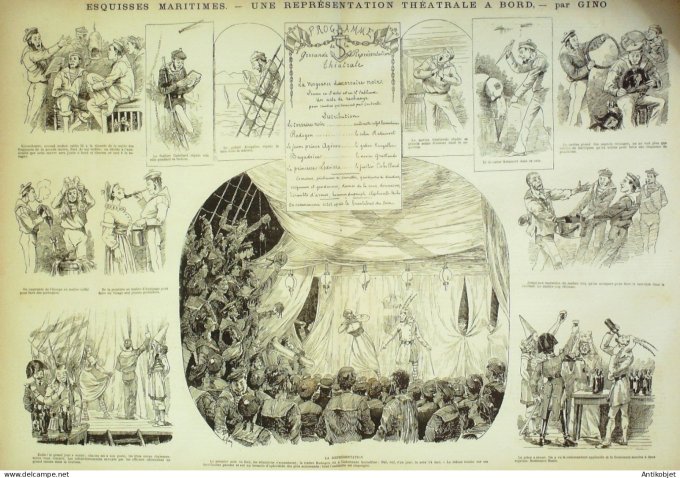 La Caricature 1882 #120 Mam"zelle Gavroche Caran d'Ache Esquisses maritimes Gino