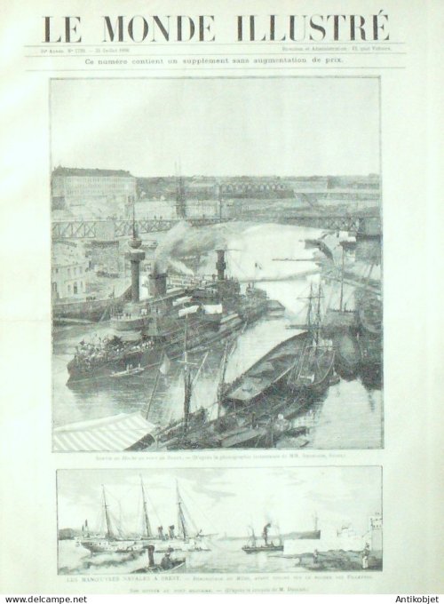 Le Monde illustré 1890 n°1739 Brest (29) Belgique jubilé Léopold II Suisse Fribourg