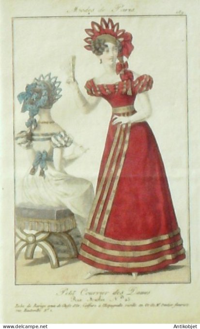 Petit courrier des Dames 1823 #  189 Robe Barège (Maison Pontier)