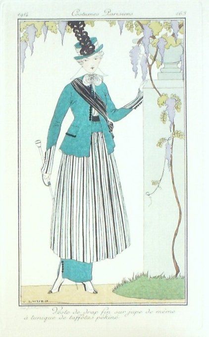 Lhuer Victor Pochoir Mode Art Deco n° 163-1914 Journal des Dames