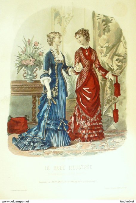 Gravure de mode La Mode illustrée 1880 n°41 (Maison Bréant-Castel)