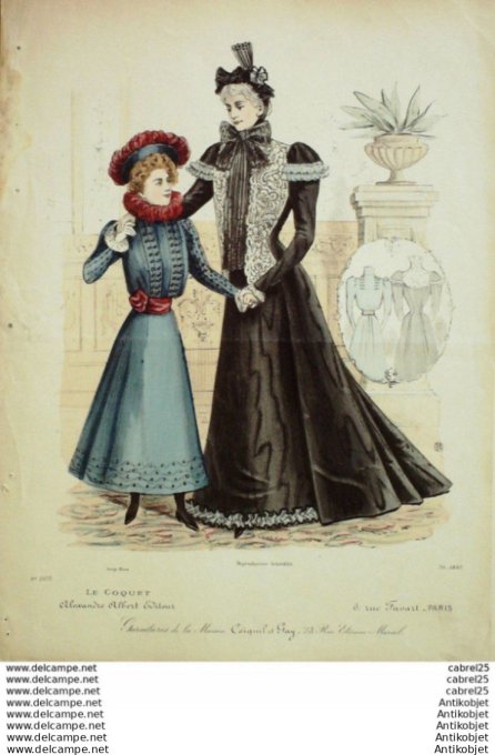 Gravure Mode Le Coquet 1897 # 39 (Old Fashion plate)
