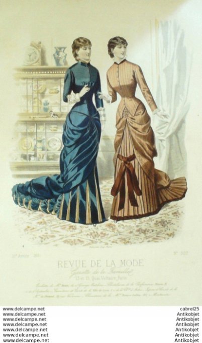 Gravure Mode La Gazette 1881 # 507 (Old Fashion plate)