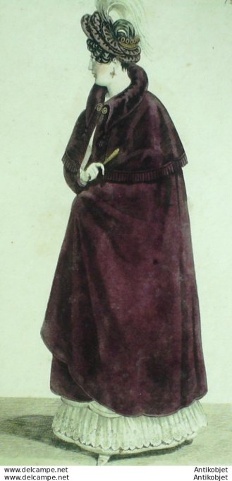 Costume Parisien 1824 # 2210 Robe tulle manteau de casimir