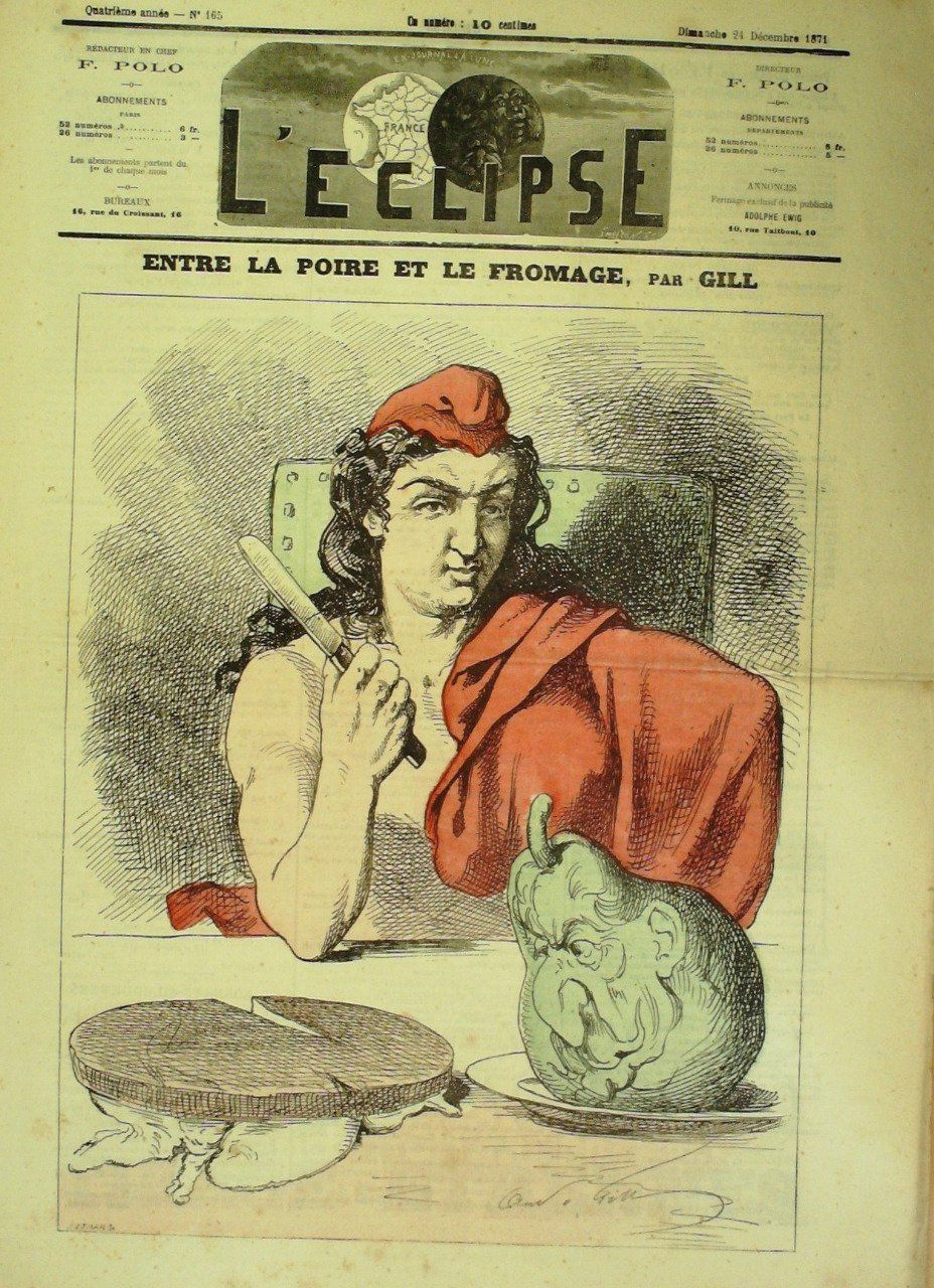 L'ECLIPSE-1871/165-ENTRE la POIRE et le FROMAGE-André GILL