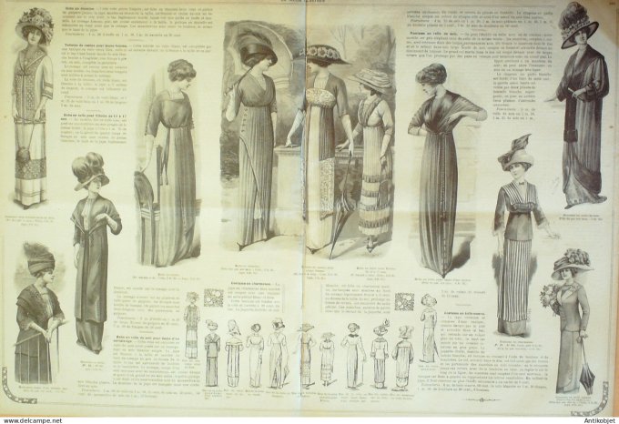 La Mode illustrée journal 1911 n° 26 Toilettes Costumes Passementerie