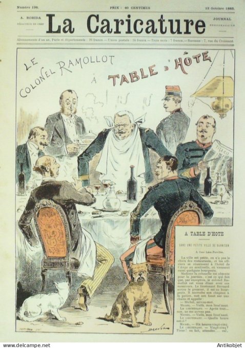 La Caricature 1883 #198 Colonet Ramollot à table d'hôte The Turf Sorel Ville rose Grafoum Trock