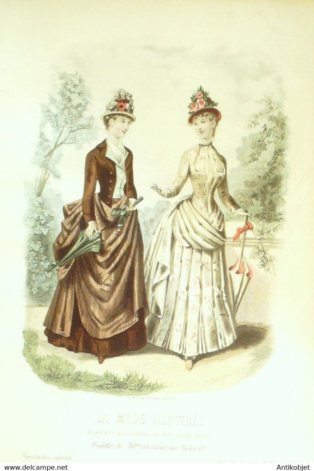 Gravure de mode La Mode illustrée 1885 n°24 (Maison Coussinet)