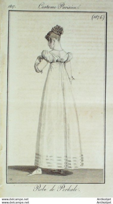 Gravure Mode Costume Parisien 1817 # 1672 (eau forte old Fashion plate